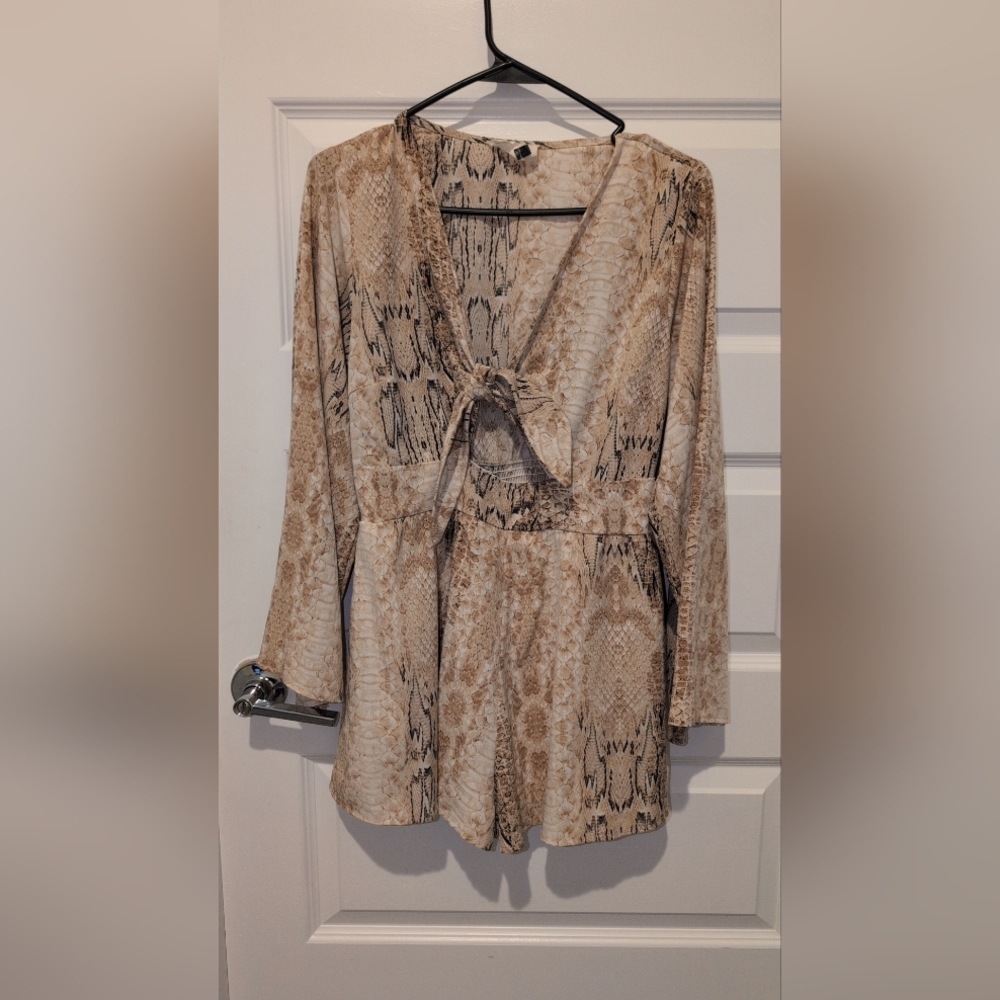 Stylish Tan Snake Print Women's Romper